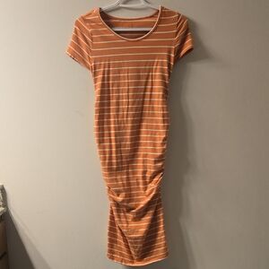 Isabel Maternity by Ingrid & Isabel Orange Striped Midi Dress